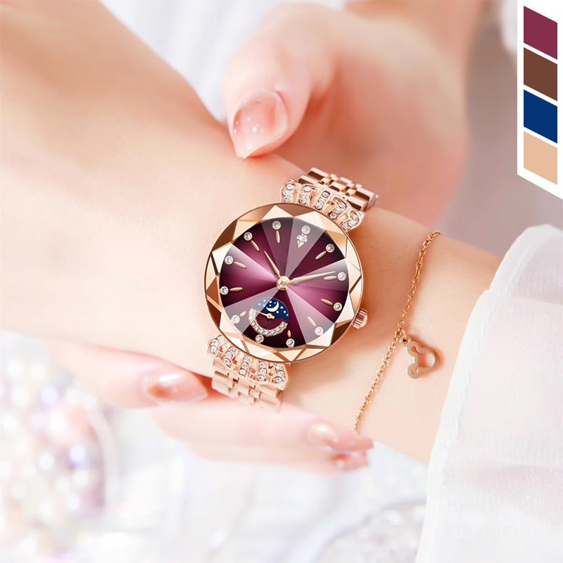 🎀Black Friday Sale 64 % RABATT🎀Modische Diamant-Mondstern-Uhr für Damen