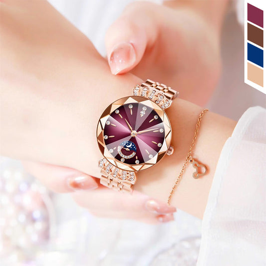 🎀Black Friday Sale 64 % RABATT🎀Modische Diamant-Mondstern-Uhr für Damen