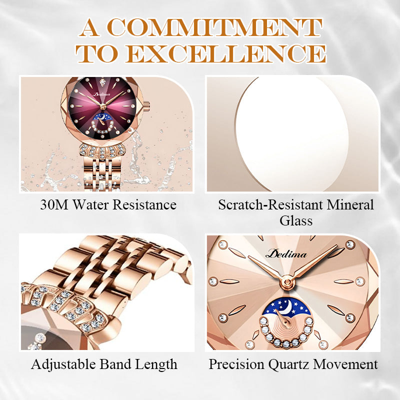 🎀Black Friday Sale 64 % RABATT🎀Modische Diamant-Mondstern-Uhr für Damen