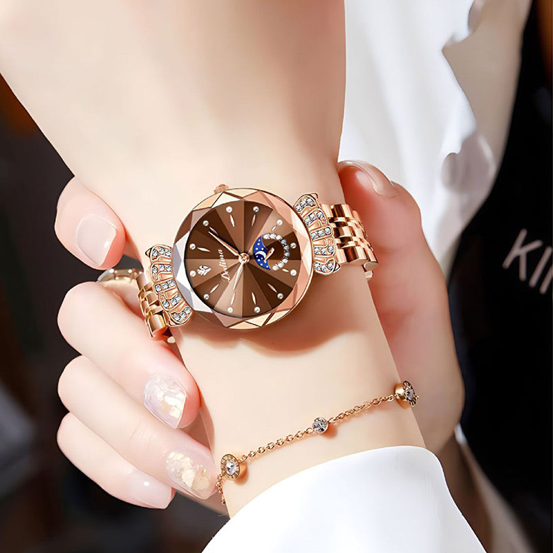 🎀Black Friday Sale 64 % RABATT🎀Modische Diamant-Mondstern-Uhr für Damen
