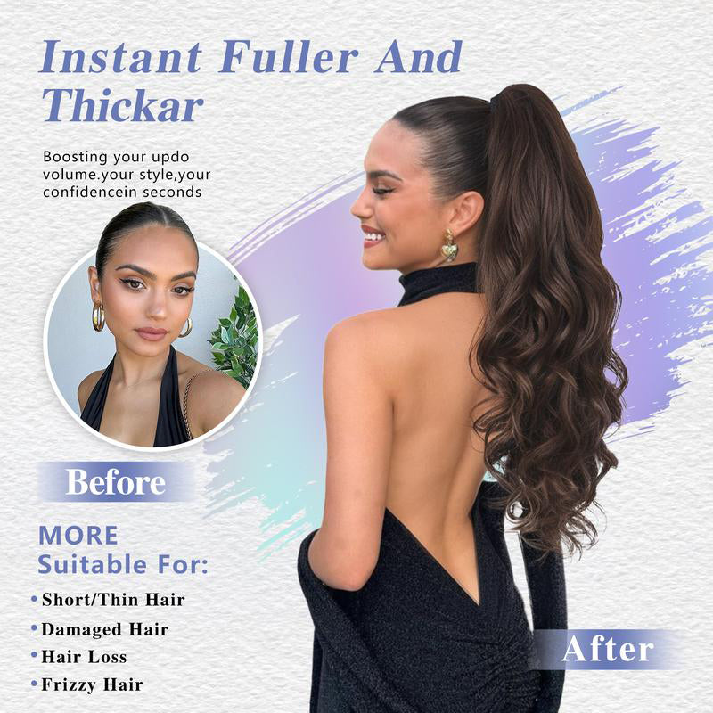 💜Zeitlich begrenzte Aktion 50 % Rabatt💜Clip-on-Haarverlängerung für welligen Pferdeschwanz