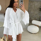 💞 Luxuriös und erfrischend 😍 Frauen Einheitsfarbige weite Minikleid