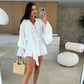 💞 Luxuriös und erfrischend 😍 Frauen Einheitsfarbige weite Minikleid