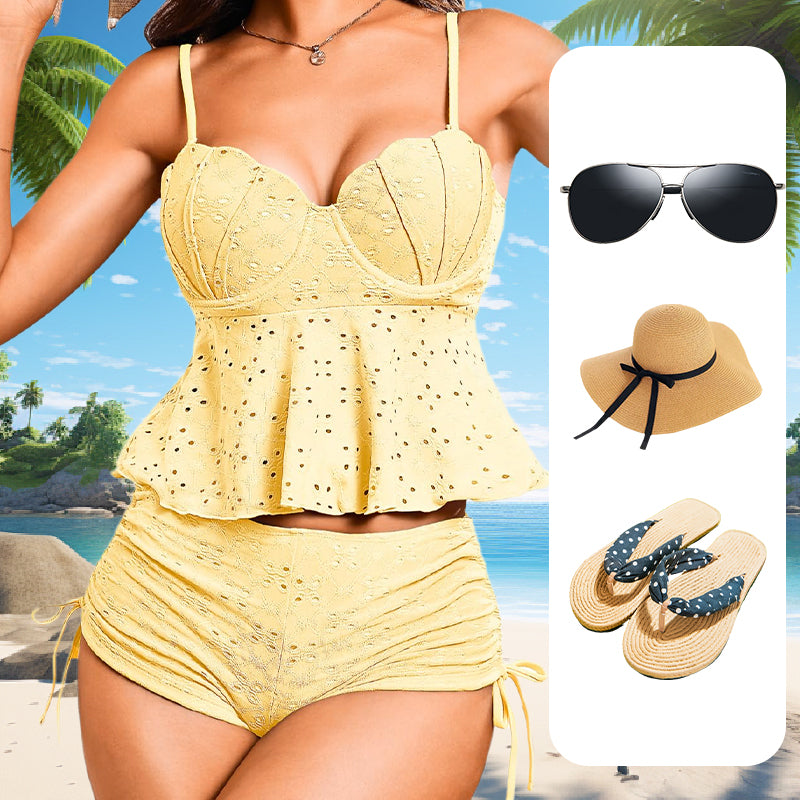 👙🌊Women's Steel Brace Solid Color Halter Split Bikini💥 50% OFF for a Limited Time! Elegantes Stahl-BH-Design, präsentiert charmante Kurven, unerlässlich für Sommerstrände!