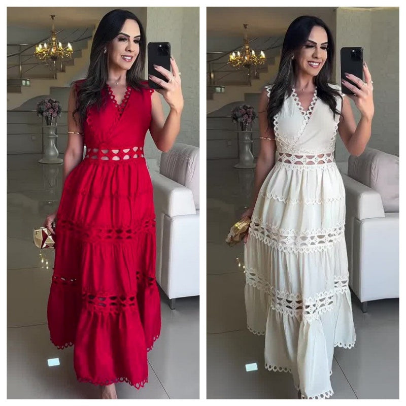 💕Zeitlich befristeter 56%iger Rabatt💕 V-Ausschnitt, ärmelloses Kleid mit Ausschnitt