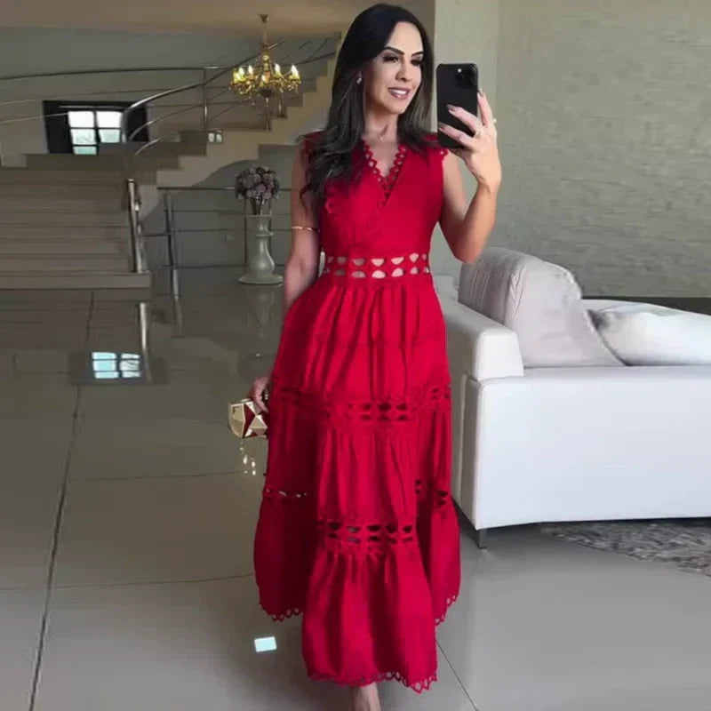 💕Zeitlich befristeter 56%iger Rabatt💕 V-Ausschnitt, ärmelloses Kleid mit Ausschnitt