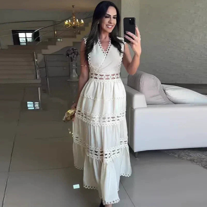 💕Zeitlich befristeter 56%iger Rabatt💕 V-Ausschnitt, ärmelloses Kleid mit Ausschnitt