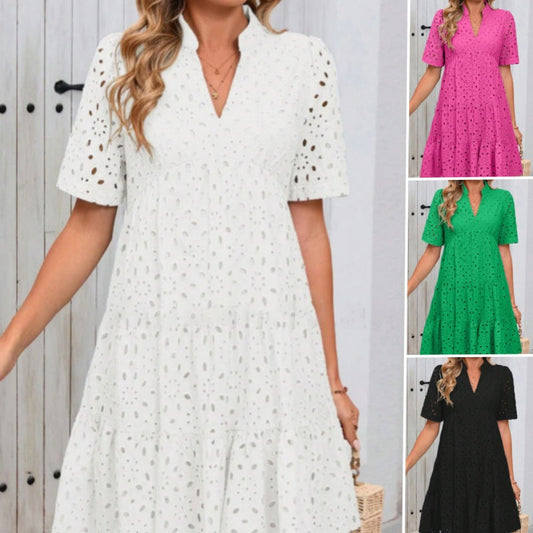 👗Sommer Neu💃Damen V-Ausschnitt A-Linie Ausschnitt Bedrucktes Kleid