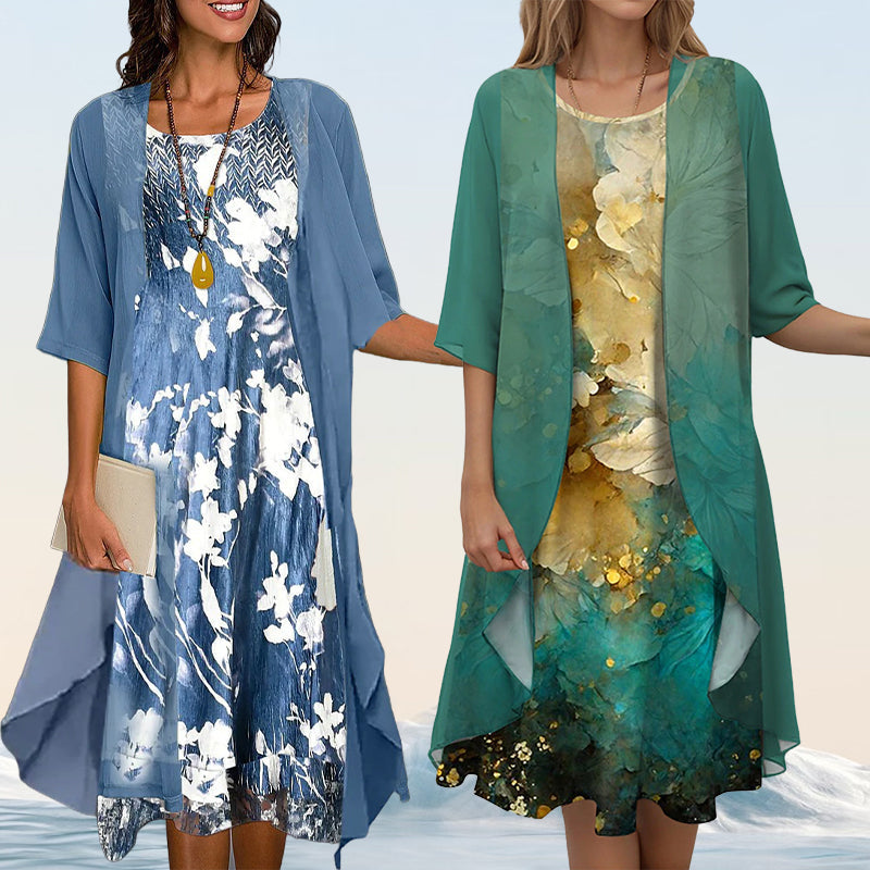 🌸Neue Modelle für den Frühling 2025👗Elegantní 2-częściowy zestaw: bluzka z półrękawkiem + sukienka