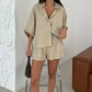 🎁2025 Neu eingetroffen - 50% OFF🎁Lässiges Damen-Set aus Reverstop und Shorts mit hoher Taille