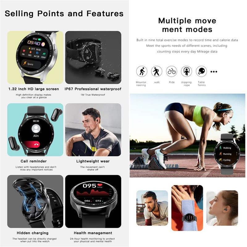🔥2025 Limited hot sale🔥 2 in 1 SmartWatch mit Bluetooth Kopfhörer