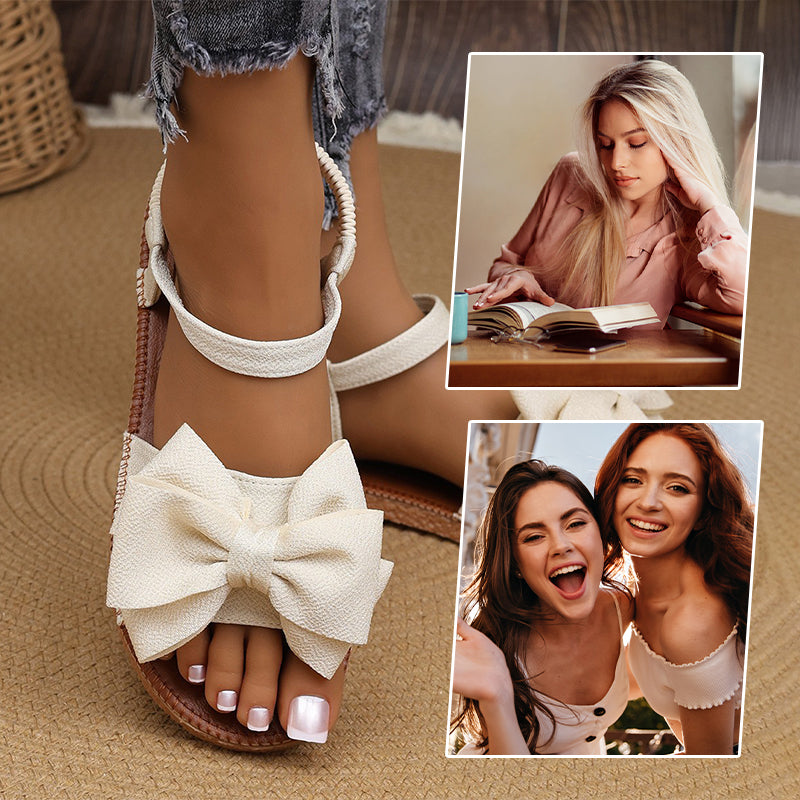 👡🌸Women's Fashion Bow Flat Sandals - 59% OFF for Goddess Day! Elegantes Design🌸Komfortabel tragen, Sommer Essential!