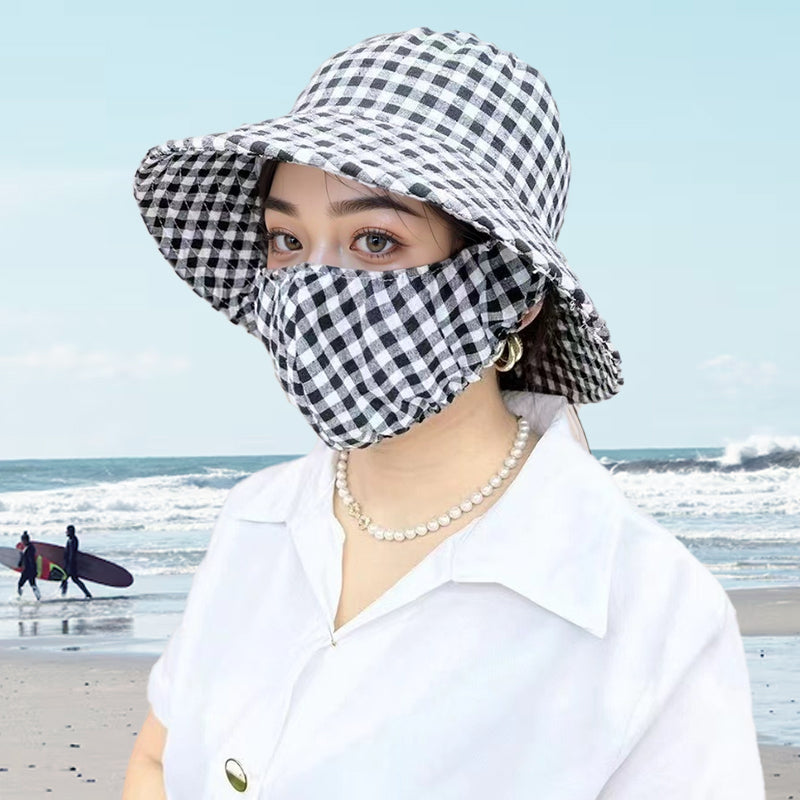 🌞Sommer Begrenzte Zeit 59% Rabatt! 👒Women's Floral Print Bucket Sun Hat mit Maske