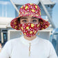 🌞Sommer Begrenzte Zeit 59% Rabatt! 👒Women's Floral Print Bucket Sun Hat mit Maske