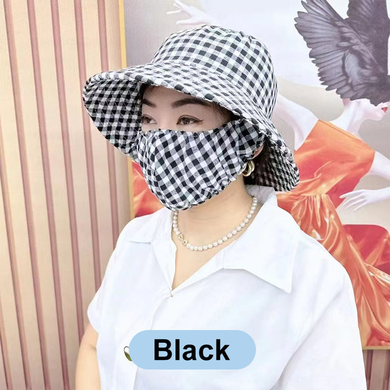 🌞Sommer Begrenzte Zeit 59% Rabatt! 👒Women's Floral Print Bucket Sun Hat mit Maske