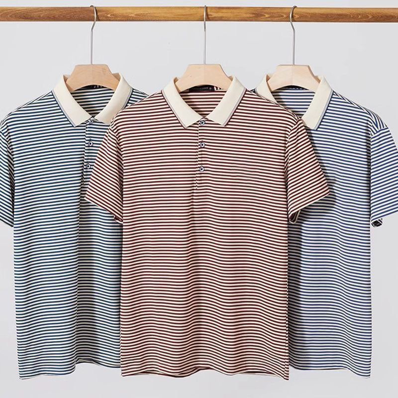 🏖️ Sommerrabatt von 50 % ⏳ Gestreiftes T-Shirt aus Eisseide für Herren