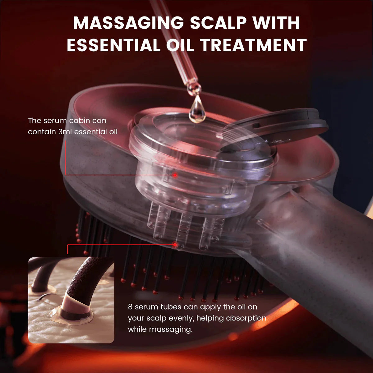 🎁Geschenke für Frauen🎀Kopfhautmassage Geführte Flüssigkeit Haarwachstum Rotlicht Haarpflege Kamm Massagekamm