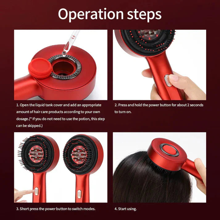 🎁Geschenke für Frauen🎀Kopfhautmassage Geführte Flüssigkeit Haarwachstum Rotlicht Haarpflege Kamm Massagekamm