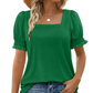 🍃Lässiges T-Shirt mit gesmokten Ärmeln und quadratischem Ausschnitt für Damen (BUY 2✈️ Kostenloser Versand)