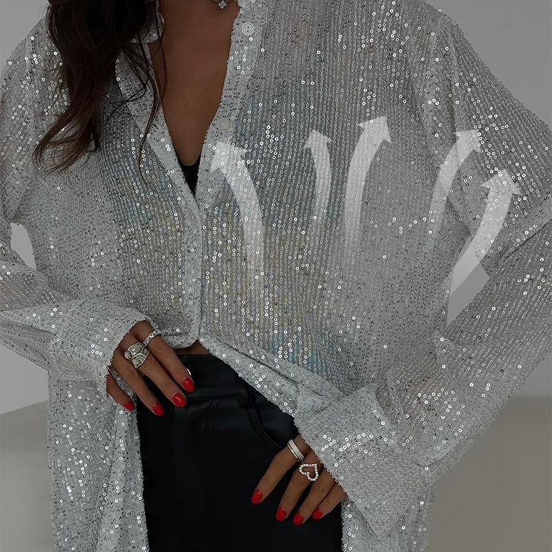 🌟 Glitzernde Lame-Shirt-Kollektion Sechs Farben verfügbar✨ mache dich mit jedem Stück zum Mittelpunkt der Party!