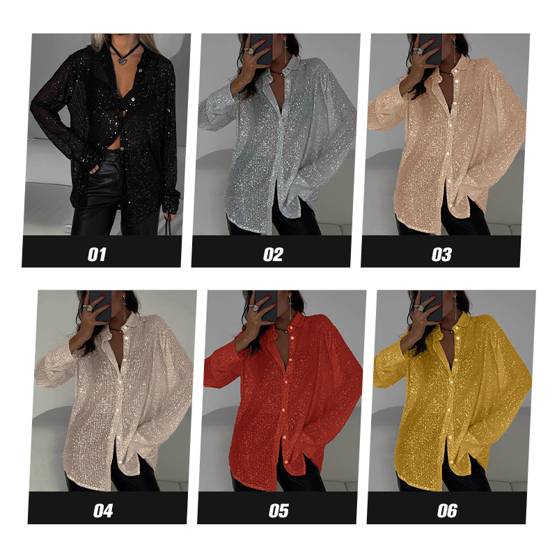 🌟 Glitzernde Lame-Shirt-Kollektion Sechs Farben verfügbar✨ mache dich mit jedem Stück zum Mittelpunkt der Party!