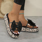 🎀2025 Sommer-Sonderangebot: 50% Rabatt Slipper mit Leopardenmuster, Schleife und dicker Sohle