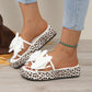 🎀2025 Sommer-Sonderangebot: 50% Rabatt Slipper mit Leopardenmuster, Schleife und dicker Sohle