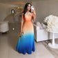 🌈Damen Neckholder-Plissee-Kleid mit Farbverlauf