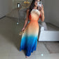 🌈Damen Neckholder-Plissee-Kleid mit Farbverlauf