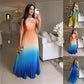 🌈Damen Neckholder-Plissee-Kleid mit Farbverlauf