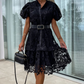 🌸👗Goddess Day Special Offer🎉 50% OFF! Women's Retro Short Sleeve Hollow Out Lace Dress - Elegante Spitze, Vintage-Charme, zeigen Sie Ihre einzigartige Attraktivität!