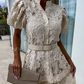 🌸👗Goddess Day Special Offer🎉 50% OFF! Women's Retro Short Sleeve Hollow Out Lace Dress - Elegante Spitze, Vintage-Charme, zeigen Sie Ihre einzigartige Attraktivität!