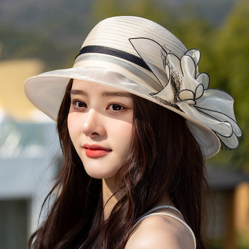 🌞2025 Summer New👒Elegant Wide Brim Flower UV Protective Hat