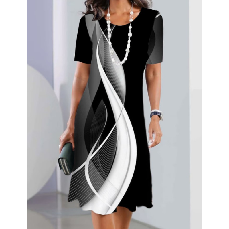 ✨Sommermode👗Aussehende dünne Frauen lässige lockere florale 3D digital bedruckte Rundhalsausschnitt Kleider