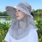 🔥Heißer Sommerschlussverkauf🌞Damen-Sonnenhut mit breiter Krempe und Gesichtsmaske👒