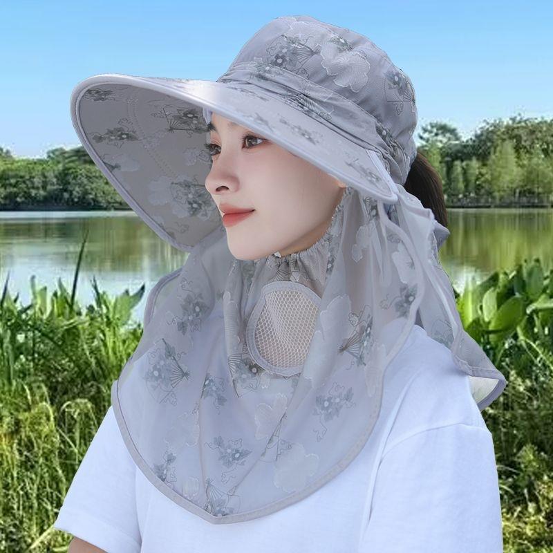 🔥Heißer Sommerschlussverkauf🌞Damen-Sonnenhut mit breiter Krempe und Gesichtsmaske👒