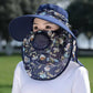 🔥Heißer Sommerschlussverkauf🌞Damen-Sonnenhut mit breiter Krempe und Gesichtsmaske👒
