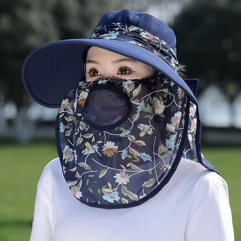🔥Heißer Sommerschlussverkauf🌞Damen-Sonnenhut mit breiter Krempe und Gesichtsmaske👒