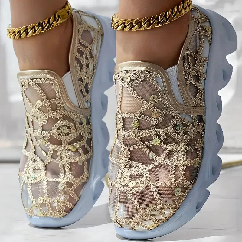 🌴Sommerangebote🌴 Sommerliche Mesh-Stickerei-Loafer