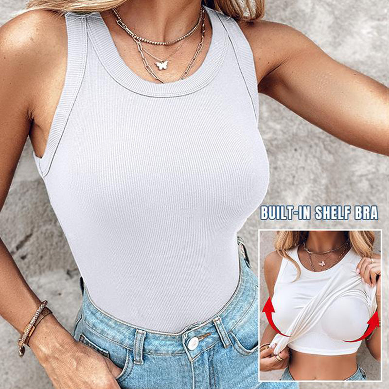 ⏳Begrenzte Zeit 50% Rabatt💥Geripptes Tanktop mit BH für Damen
