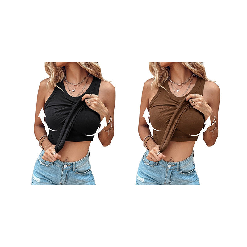 ⏳Begrenzte Zeit 50% Rabatt💥Geripptes Tanktop mit BH für Damen