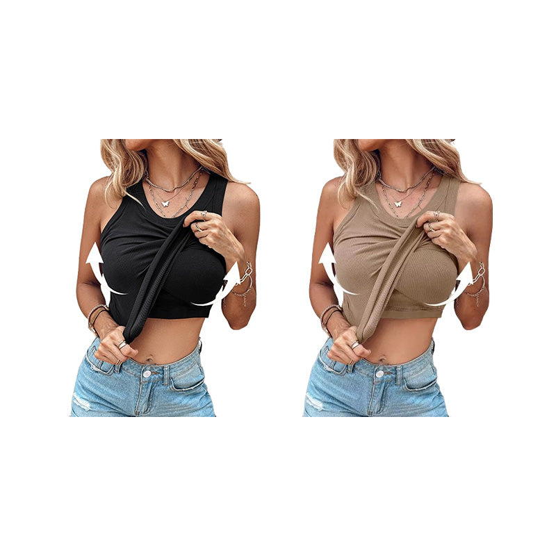 ⏳Begrenzte Zeit 50% Rabatt💥Geripptes Tanktop mit BH für Damen