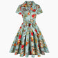 🍋Damen-Hemdblusenkleid mit Print, Hemdkragen, V-Ausschnitt und Bindeband