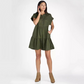 💕Damenkleid mit Revers und kurzen Ärmeln, plissiert, Button-Down