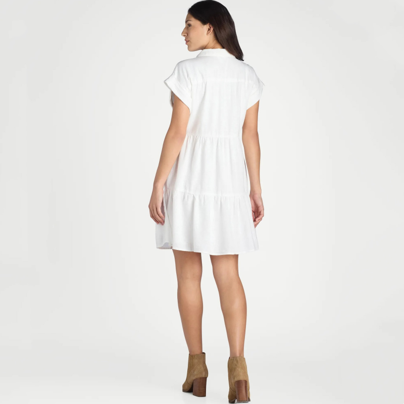 💕Damenkleid mit Revers und kurzen Ärmeln, plissiert, Button-Down