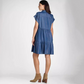 💕Damenkleid mit Revers und kurzen Ärmeln, plissiert, Button-Down