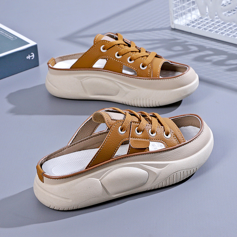 Atmungsaktive Slip-on-Sandalen mit Mesh und dickerer Sohle für Damen