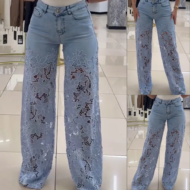 💃Zeitlich begrenzter Rabatt: 50 % Rabatt🌸Gespleißte Jeans mit Spitze🔥