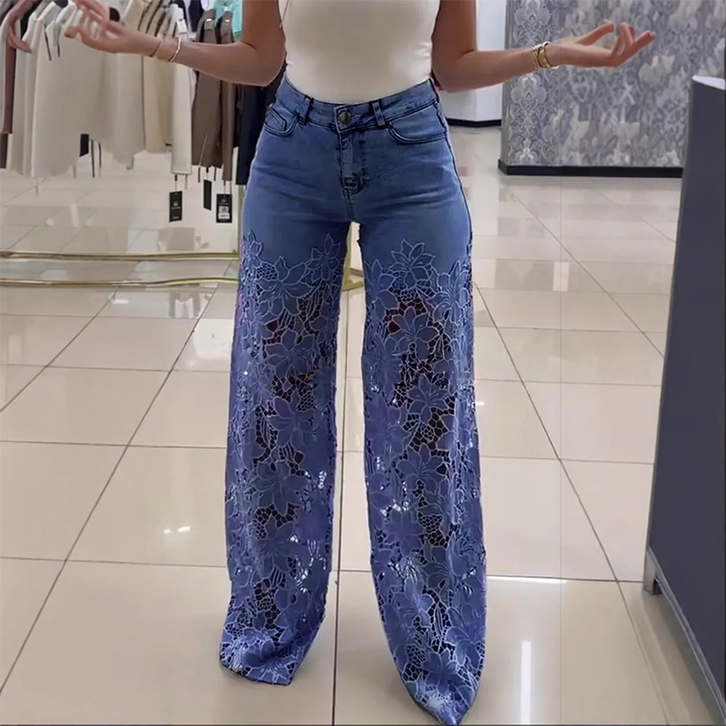 💃Zeitlich begrenzter Rabatt: 50 % Rabatt🌸Gespleißte Jeans mit Spitze🔥