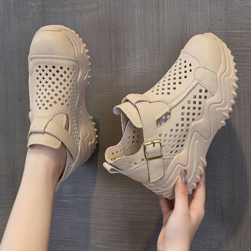 Damen Sommer atmungsaktive Dick-Sold Hollow Out Schuhe